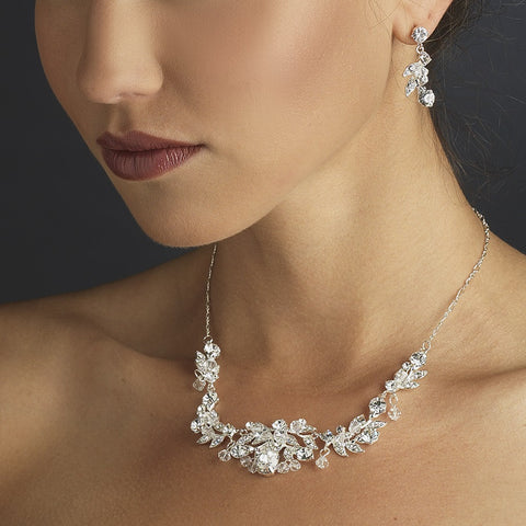 Silver Clear Austrian & Rhinestone Bridal Wedding Jewelry Set 8214