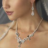 Silver Clear Rhinestone Floral Vine Bridal Wedding Jewelry Set 8216