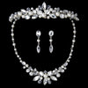 Silver Ivory Pearl Bridal Wedding Jewelry Set & Tiara Set 8234