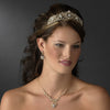 Gold Clear Round Rhinestone Bridal Wedding Jewelry Set 8265