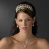 Gold Clear Round Rhinestone Bridal Wedding Jewelry Set 8265