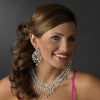 Silver Clear AB Statement Bridal Wedding Necklace Earring Set 8285