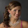 Silver Clear AB Statement Bridal Wedding Necklace Earring Set 8285