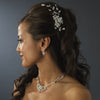 Silver & Clear Crystal Bridal Wedding Necklace Earring Bridal Wedding Jewelry Set NE 8312