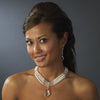 Silver Pearl and Swarovski Bridal Wedding Jewelry Set NE 8316