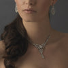 Antique Silver Clear Bridal Wedding Necklace Earring Set 8393