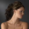 Silver Ivory/White Clear Bridal Wedding Necklace Earring Set 8433
