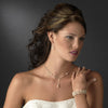Silver Ivory/White Clear Bridal Wedding Necklace Earring Set 8433