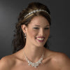Charming Silver Clear Crystal Flower Bridal Wedding Necklace & Earring Set 8472