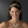 Charming Silver Clear Crystal Flower Bridal Wedding Necklace & Earring Set 8472