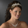 Charming Silver Clear Crystal Flower Bridal Wedding Necklace & Earring Set 8472