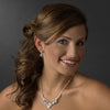 Silver AB Bridal Wedding Necklace Earring Set 8477