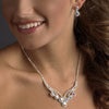 Silver AB Bridal Wedding Necklace Earring Set 8477