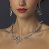 Silver Clear CZ Bridal Wedding Necklace & Earring Set 8620