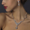 Silver Clear CZ Bridal Wedding Necklace & Earring Set 8621