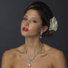 Silver Clear CZ Bridal Wedding Necklace & Earring Set 8621