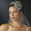 Vintage Couture Leaves Side Accented Crystal Bridal Wedding Faceframer Bridal Wedding Headband 19255