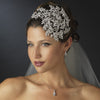 Vintage Couture Leaves Side Accented Crystal Bridal Wedding Faceframer Bridal Wedding Headband 19255