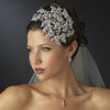 Vintage Couture Leaves Side Accented Crystal Bridal Wedding Faceframer Bridal Wedding Headband 19255