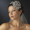 Vintage Couture Leaves Side Accented Crystal Bridal Wedding Faceframer Bridal Wedding Headband 19255