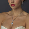 Silver Clear CZ Bridal Wedding Necklace & Earring Set 8719