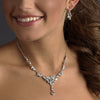 Bridal Wedding Necklace Earring Set NE 919 Silver AB