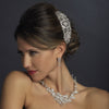 Silver Floral Art Deco Rhinestone Bridal Wedding Hair Comb
