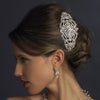 Silver Art Deco Floral Rhinestone Bridal Wedding Hair Comb