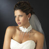 Silver Diamond White Accent Fabric & Clear Crystal Statement Bridal Wedding Jewelry Set 9693