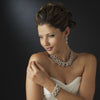 Silver Diamond White Bridal Wedding Jewelry Set NE 969