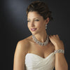 Silver Diamond White Bridal Wedding Jewelry Set NE 969
