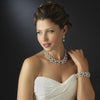 Silver Diamond White Bridal Wedding Jewelry Set NE 969