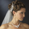 Silver Clear Rhinestone & Crystal Bridal Wedding Jewelry Set 9707
