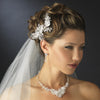 Silver Clear Rhinestone & Swarovski Crystal Bead Floral Vine Bridal Wedding Hair Comb