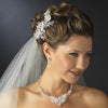 Silver Clear Rhinestone & Swarovski Crystal Bead Floral Vine Bridal Wedding Hair Comb
