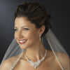 Silver Clear Rhinestone & Crystal Bridal Wedding Jewelry Set 9707