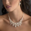 Gorgeous Silver Clear Crystal & Ivory Freshwater Pearl Statement Bridal Wedding Necklace & Earring Set 9783