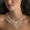 Dramatic Silver Clear Crystal & Ivory Freshwater Pearl Bridal Wedding Necklace & Earring Set 9784