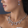 Bridal Wedding Necklace Earring Set 993 Silver Clear AB