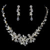 Silver White Freshwater Pearl Swarovski Crystal Bead Bridal Wedding Jewelry Set