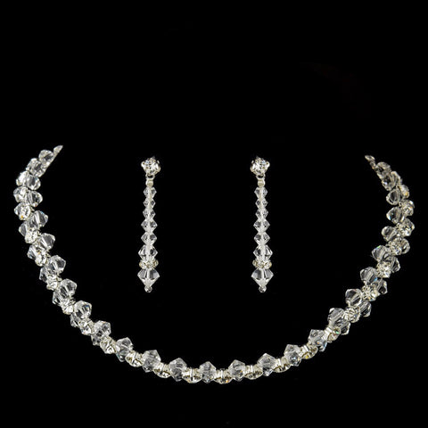 Silver Clear Rhinestone Crystal Bridal Wedding Jewelry Set