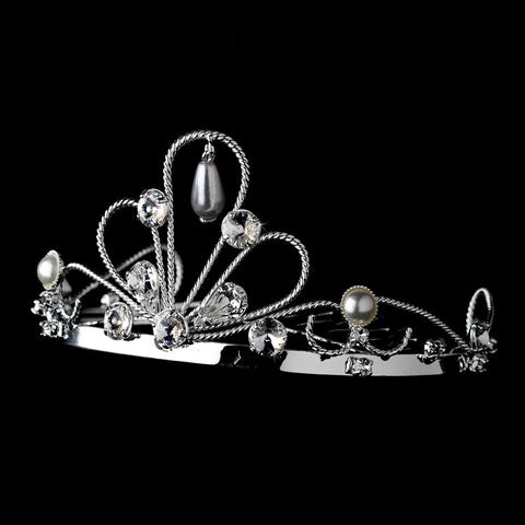 * Pearl & Crystal Flower Girl Bridal Wedding Hair Comb HPC-756