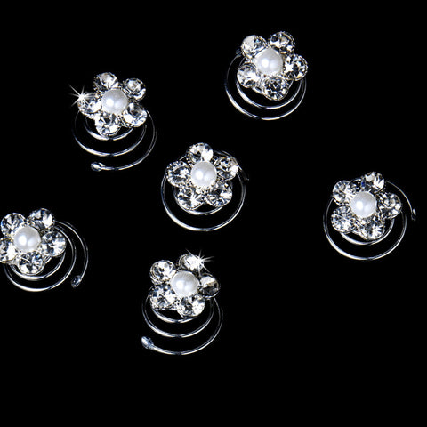 Pearl & Crystal Bridal Wedding Hair Twist In's KSP0113 (Set of 24)