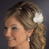* Feather Fascinator with Swarovski crystals & Bridal Wedding Veil Accent Bridal Wedding Hair Pin 123