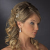 * Bridal Wedding Hair Pin 1715 Silver or Gold with Rhinestones and White Enamel Flower