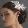 White Feather Fascinator Bridal Wedding Hair Pin with Rhinestone Cut Cluster Accent Pin 112
