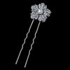 Rhodium Diamond White Pearl & Rhinestone Flower Bridal Wedding Hair Pin 47