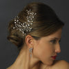 Antique Silver Rhodium Clear Round & Marquise Rhinestone Bridal Wedding Hair Pin 1132