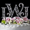 Roman Silver Plated Individual Letter Inital Crystal Bridal Wedding Cake Toppers