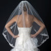 Single Layer Fingertip Length Floral Embroidery Edge Bridal Wedding Veil with Beads & Sequins V 1165
